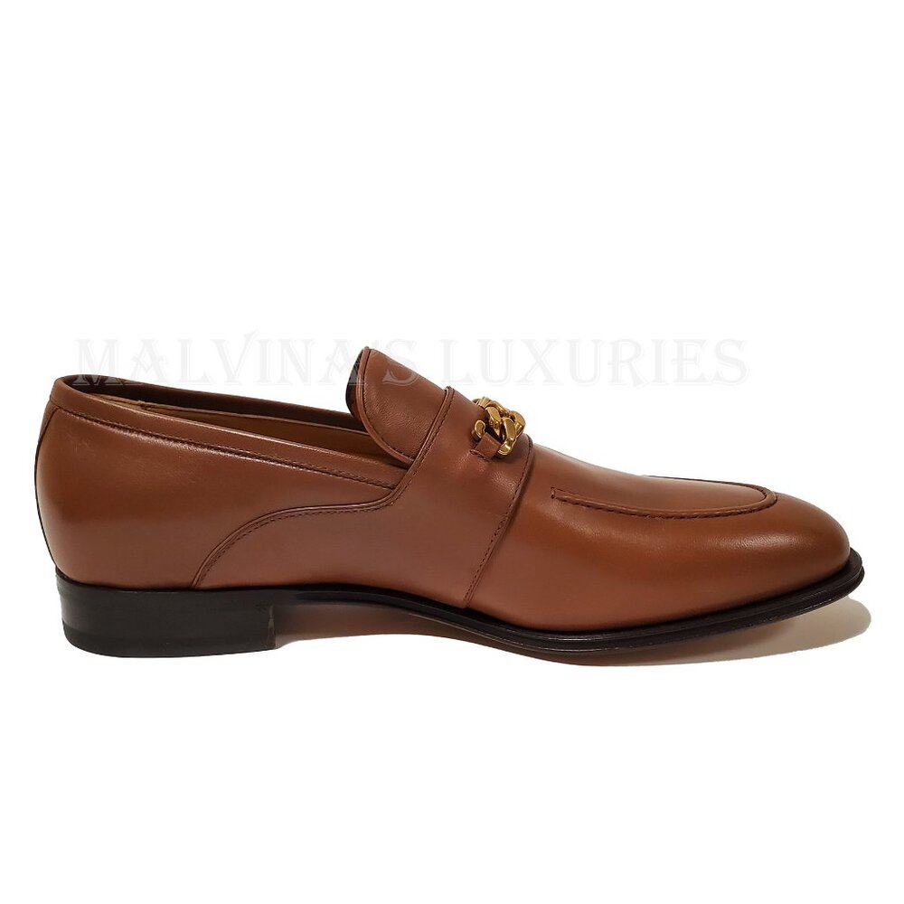 GUCCI SHOES MENS INTERLOCKING G LOGO CHAIN LEATHER LOAFERS sz 10.5 11 US - Picture 9 of 15